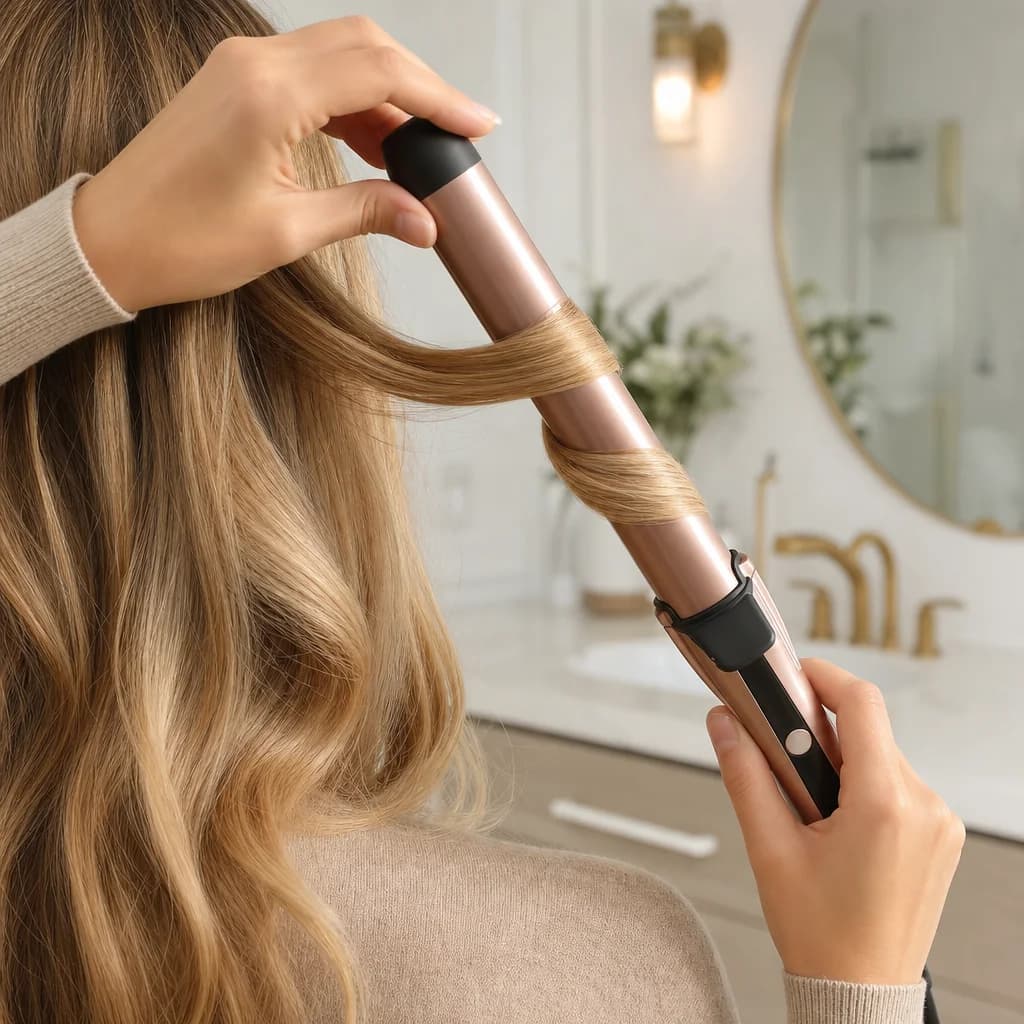 Styling with the Velora ceramic curling barrel